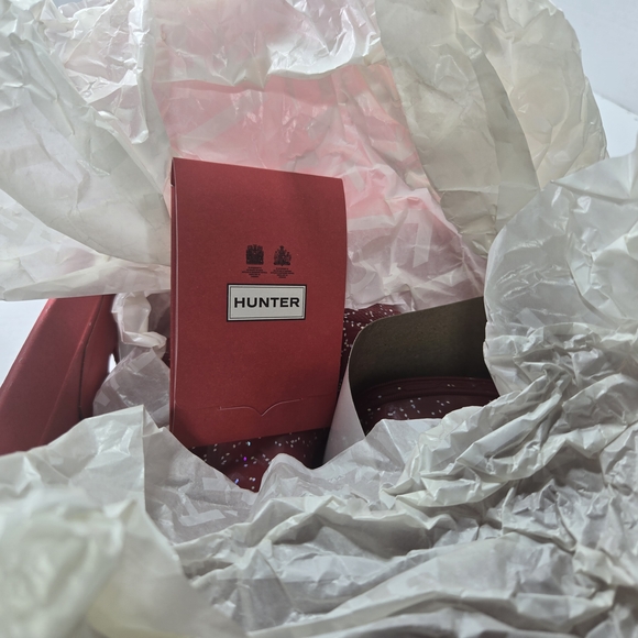 Hunter Kids First Glitter Rain Boots In Vital Burgundy Size EU 21 US C5 - C6 - Picture 11 of 12